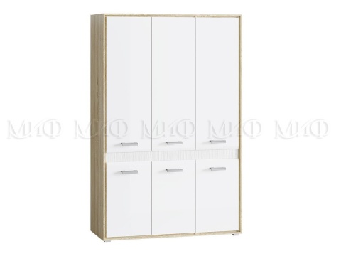 Шкаф 3-х Створчатый Формула МДФ Сонома/Белый Глянец (Ш-1380 мм x В-2150 мм x Г-560 мм)